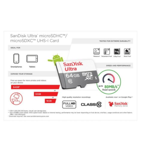 Thẻ Nhớ Sandisk Ultra Micro Sd Uhs-i A1 100mbps 32gb 64gb 128gb 256gb 512gb