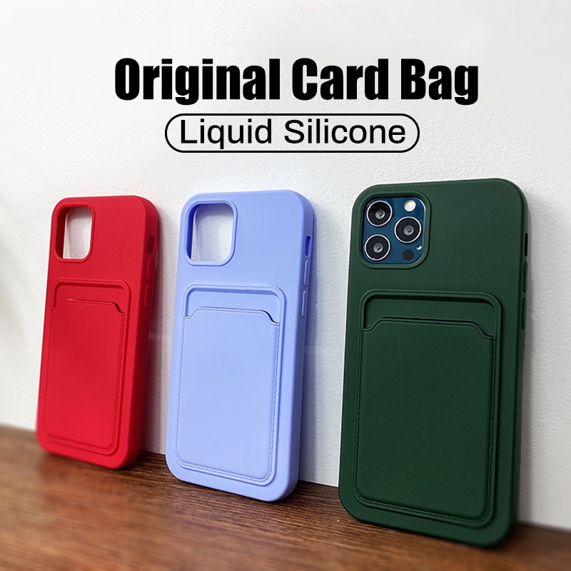 Ốp Điện Thoại Silicon Mềm Chống Sốc Tích Hợp Ví Đựng Thẻ Dành Cho Iphone 11 12 Pro Max XR X 10 8 7 Plus XS Max SE 2020 12Mini