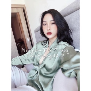 ANU812 - ÁO SƠ MI NỮ LỤA CỔ ĐỨC TRƠN DÀI TAY
