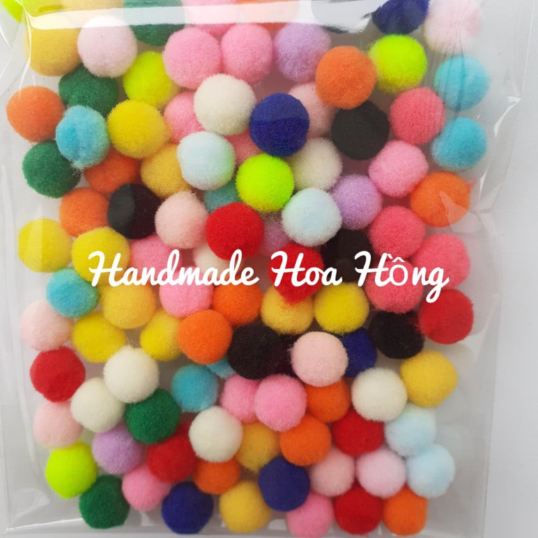 100 hạt bông PomPom / hạt bombom, có nhiều màu