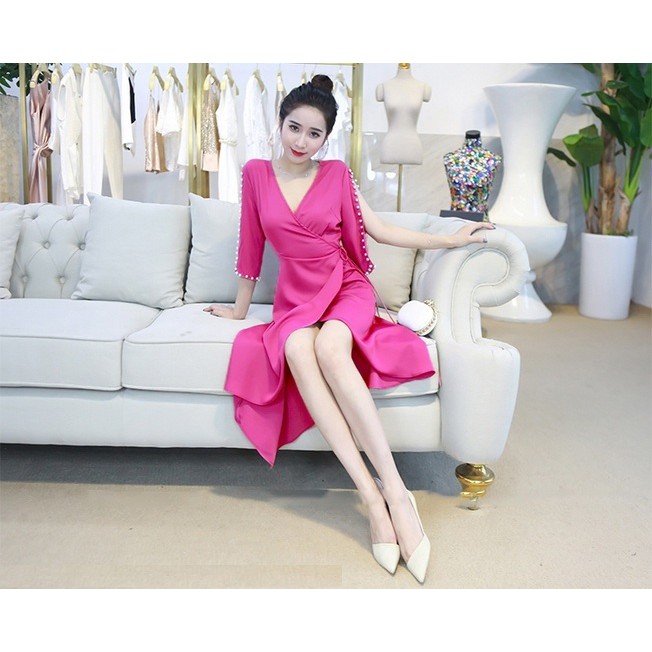 Đầm voan lụa tay lở suông tà xéo (hàng thiết kế cao cấp - nhiều size và màu)