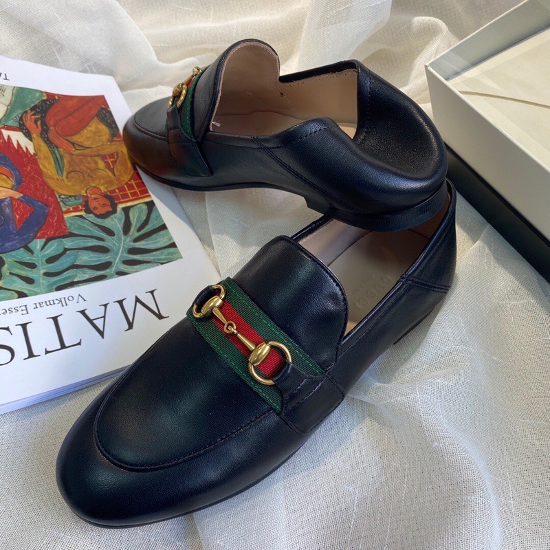 Giày lười nam Gucci GG da thật cao cấp thiết kế da trơn khoá gắn quai thời thượng