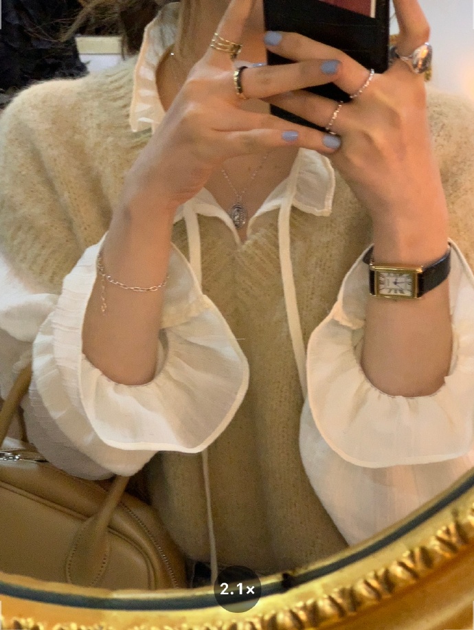 Áo Sơ Mi Chiffon Tay Dài Dáng Rộng Phong Cách Hàn Quốc Thời Trang Xinh Xắn Cho Nữ