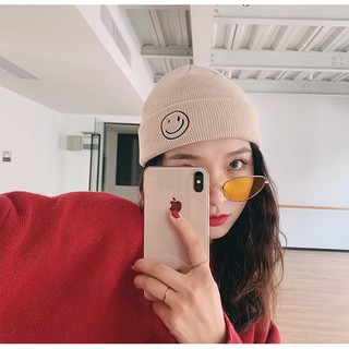 Nón Mũ len icon smile thời trang - N217
