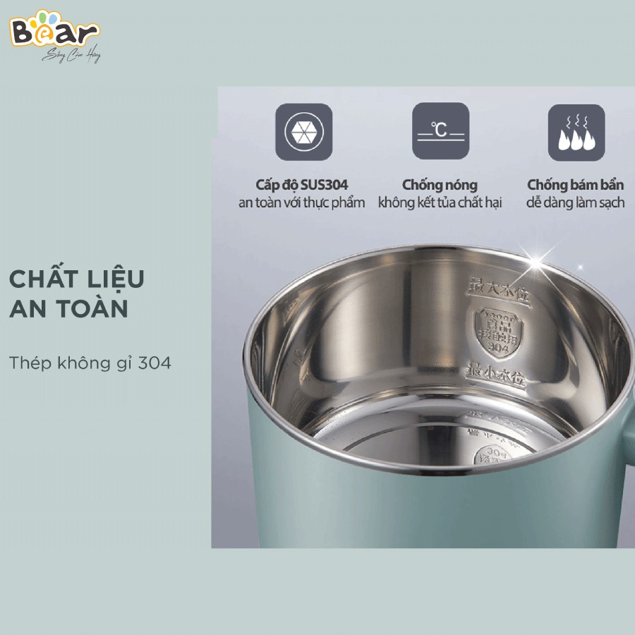 Nồi lẩu mini đa năng 2 tầng Bear DRG-D12M5, Ca nấu lẩu mini gia đình, 3 lớp cách nhiệt, Công nghệ giữ nhiệt kép,Bh 18t