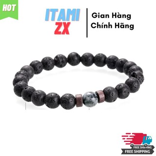 Vòng tay nữ,nam đá núi lửa tự nhiên nhiều màu Step
