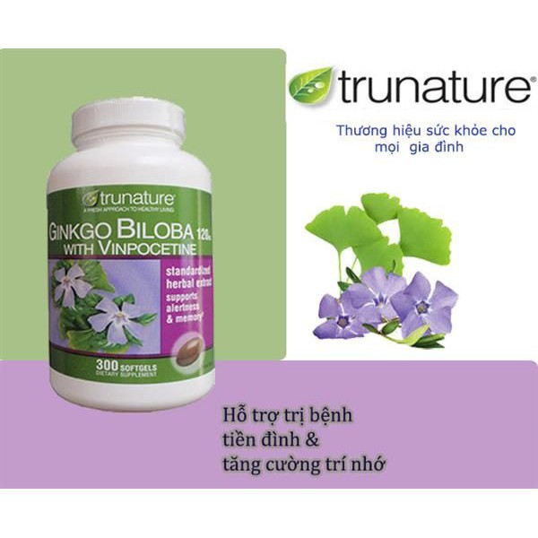 Thuốc bổ não Trunature Ginkgo Biloba giúp tăng cường trí nhớ 120mg