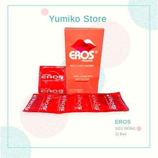 Bao Cao Su Siêu Mỏng Trơn EROS PREMIUM, Hộp 12 bao