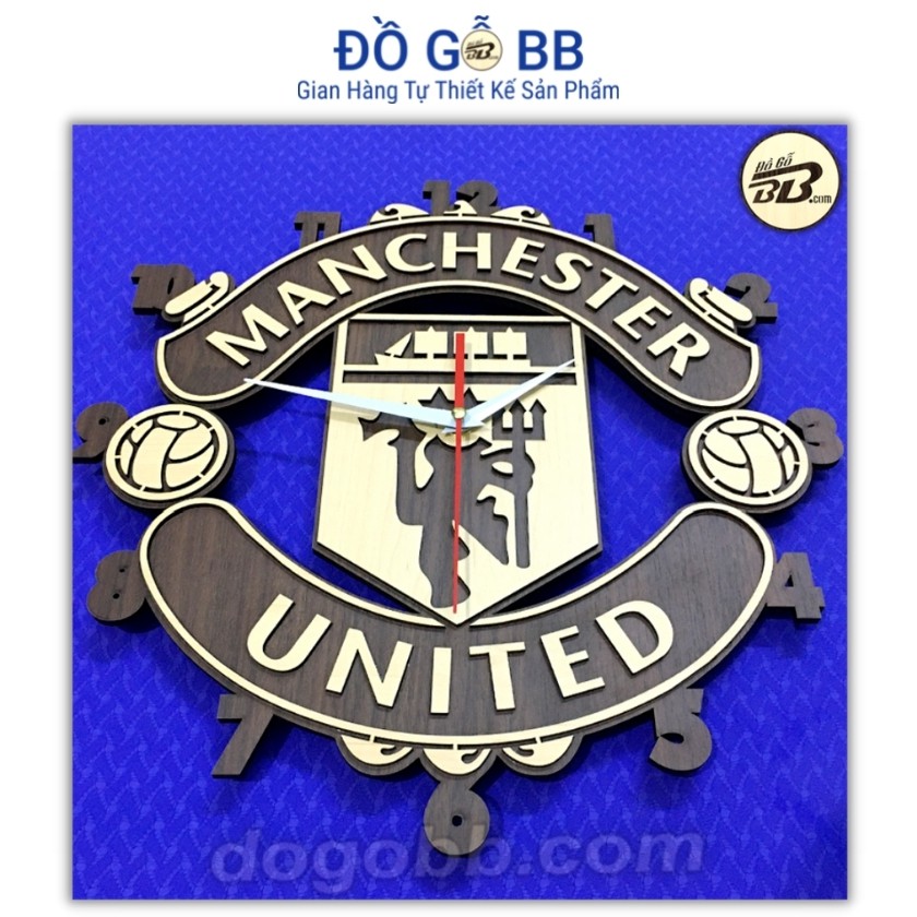 Đồng Hồ Bóng Đá Logo Clb MU Manchester United Treo Tường Gỗ Bền Rẻ Đẹp - Đồ Gỗ BB