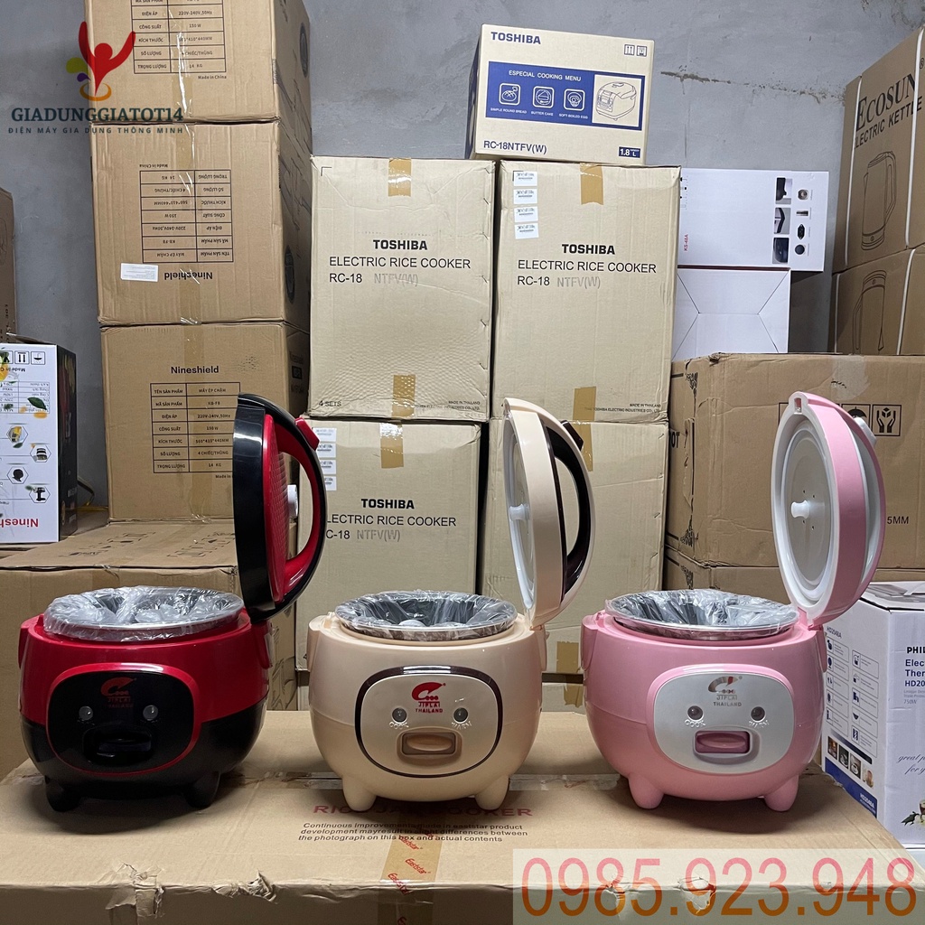 Nồi Cơm Điện Mini JIPLAI Thái Lan Dung Tích 1 Lít - nấu siêu ngon phù hợp với gia đình khoảng 1-3 người