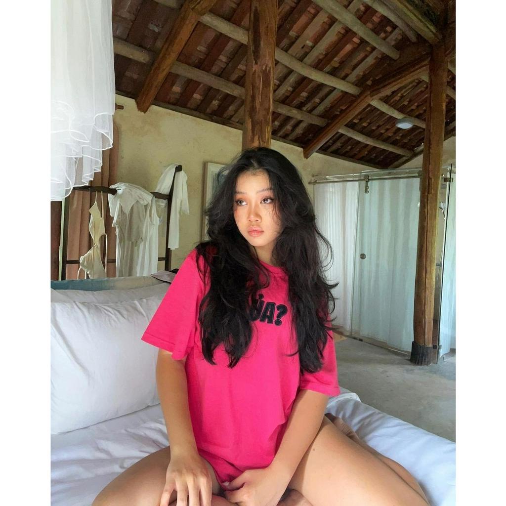 Áo Thun Unisex LIDER Phát Ra Tiếng Ủa Thêu Denim Chất Cotton 2 Chiều, 3 màu - Hot Pink/ White/ Black