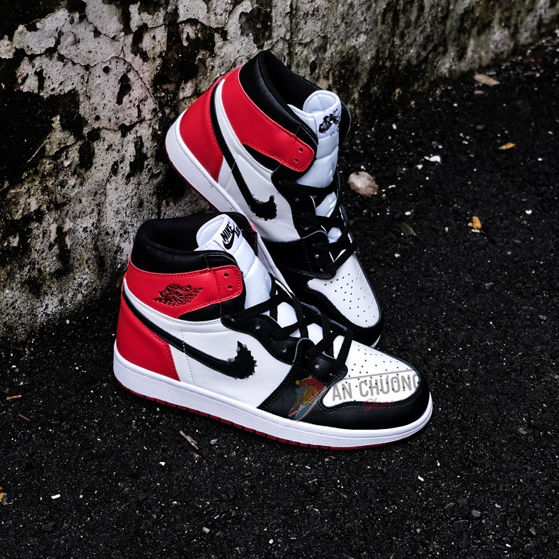 Giày thể thao air jordan 1 đỏ đen OG bred toe Cao Cổ, Thấp Cổ nam nữ - Hàng Chuẩn Full Box Bill