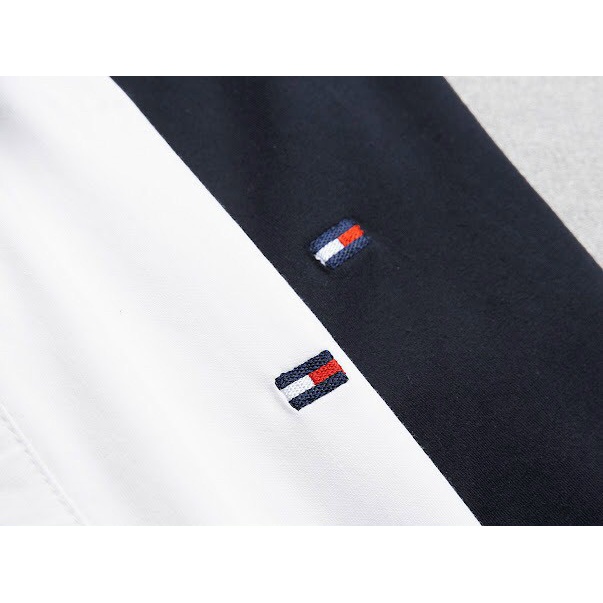 Áo thun polo nam thêu  TOM có cổ trụ bẻ dệt sọc, ngực thêu gấu trẻ trung, vải cá sấu cotton cao cấp