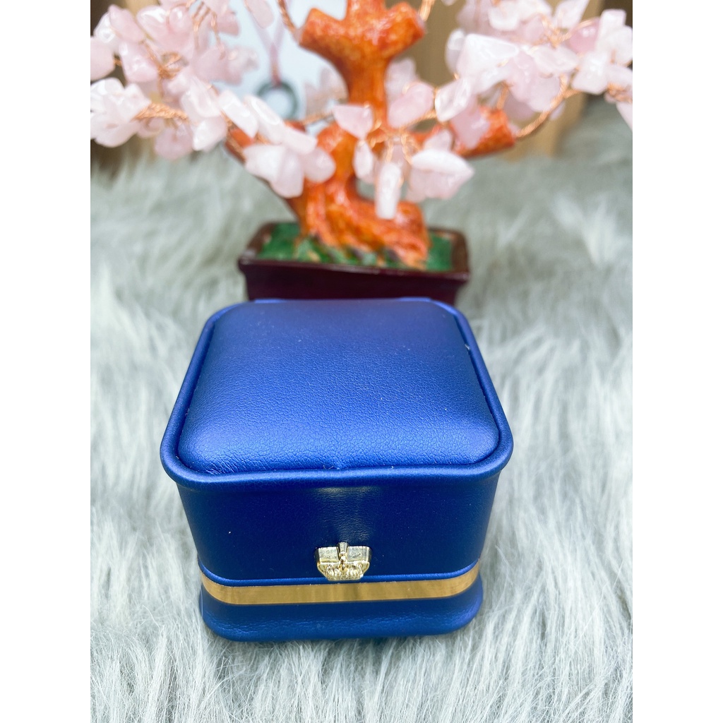 Hộp nhẫn da xanh dương, chất liệu da sang trọng, phục vụ tặng quà, tặng nhẫn