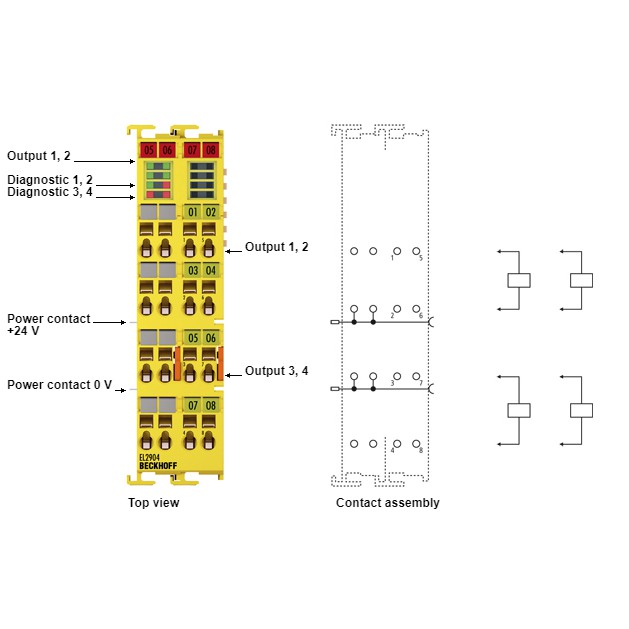 Bo mạch điều khiển hãng beckhoff EL2904 4-channel digital output terminal, TwinSAFE, 24 V DC