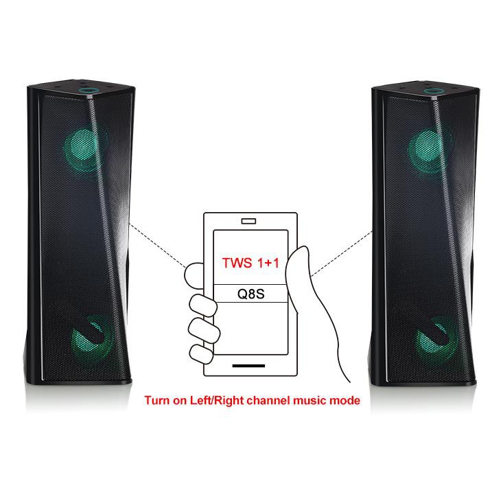 Loa bluetooth Kisonli Q8S kiểu dáng soắn cực đẹp - tích hợp đèn led, hỗ trợ kết nối cùng lúc 2 loa (Màu ngẫu nhiên)