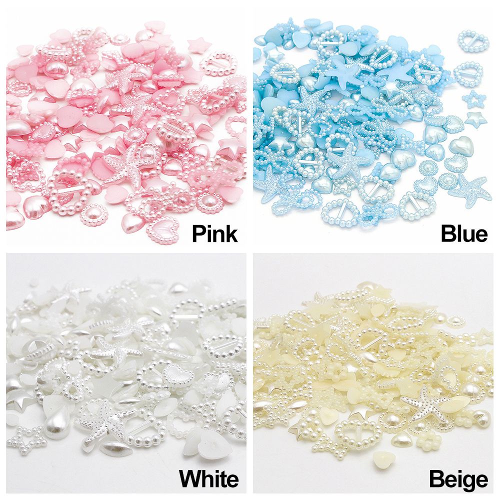 Set 100 hạt ngọc trai nửa tròn bằng nhựa ABS nhiều màu trang trí giày dép/ điện thoại xinh xắn