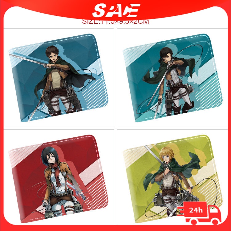 Ví Ngắn Dạng Gập In Hình Anime Attack on Titan Merchandise Đầy Màu Sắc