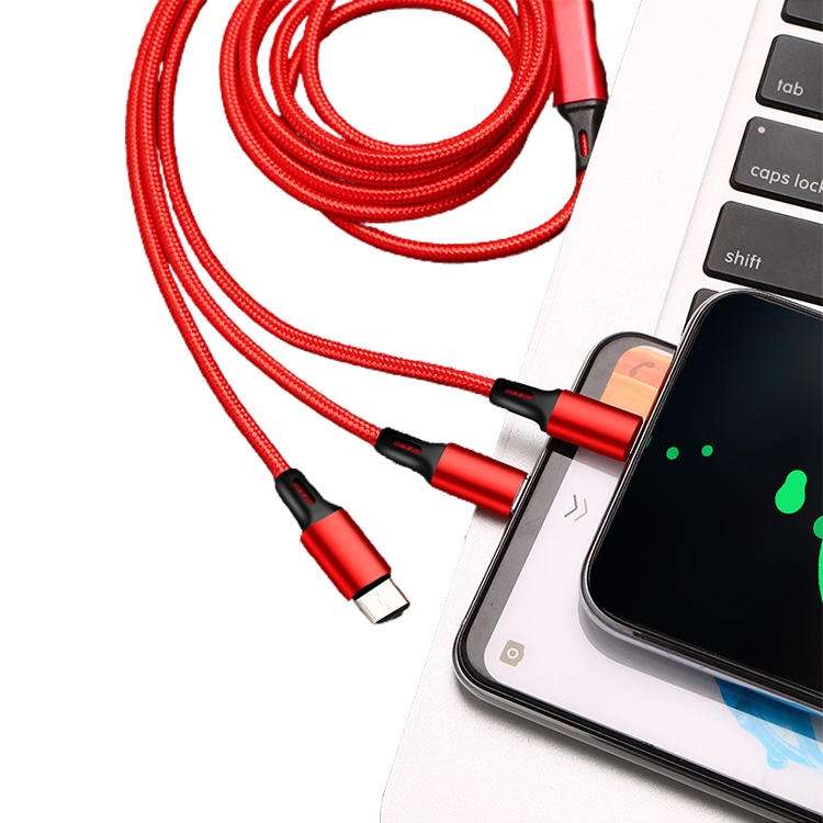 Cáp Sạc Nhanh 3 trong 1 dây dù WDC-125, Dây Cáp Sạc 3 Đầu Thông Minh Đa Năng, tiện dụng – Educase