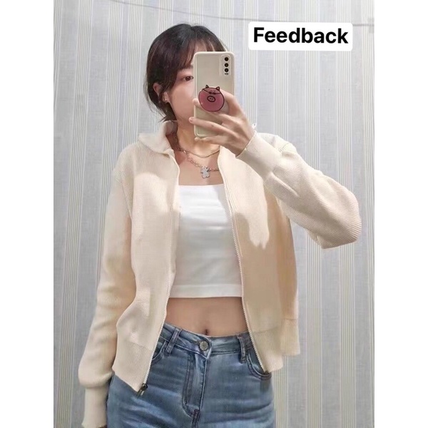 Áo khoác len quảng châu kéo khóa thời trang nữ thu đông