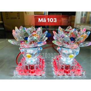 Đèn Thờ Hoa Sen Pha Lê (1 cặp)