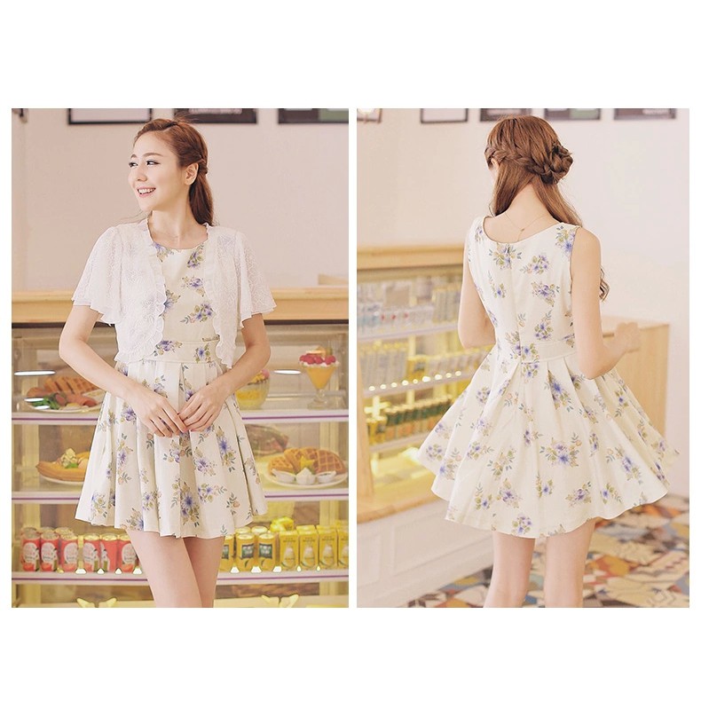 Áo khoác cardigan tay ngắn phối ren | BigBuy360 - bigbuy360.vn