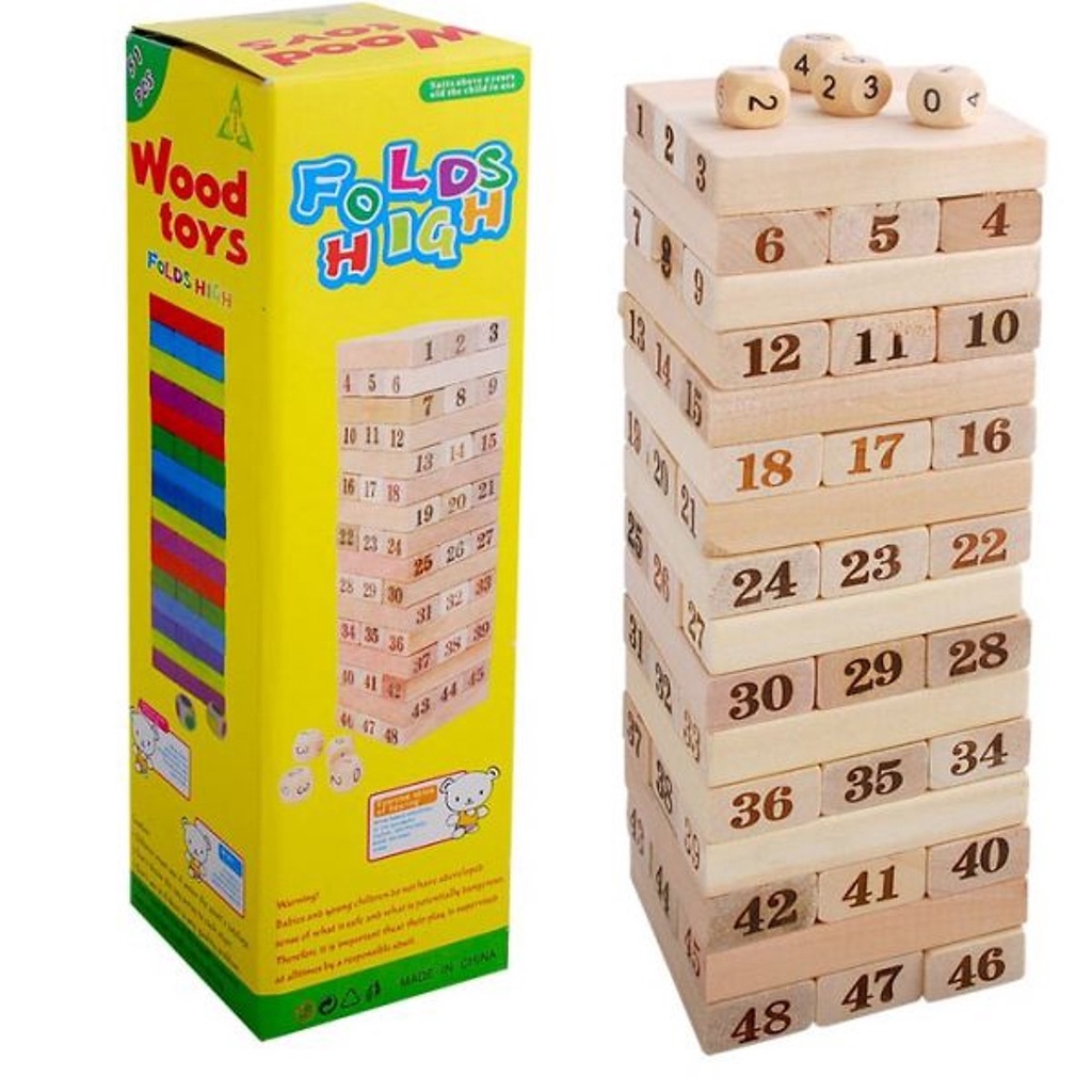 Rút gỗ Số Jenga Cỡ Lớn 48 Thanh Chất Lượng Cao