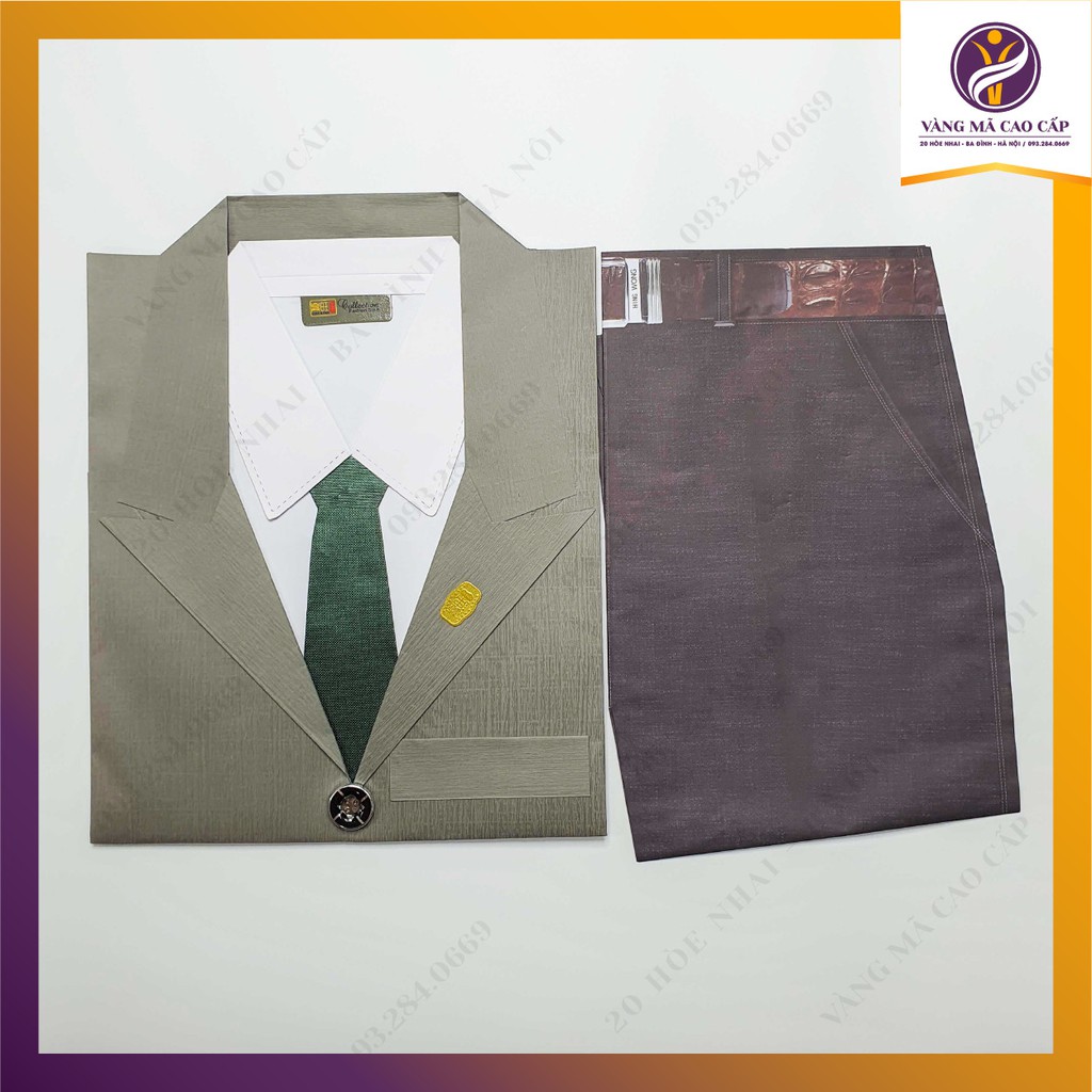 Bộ Vest Nam Complet kèm Áo Sơ Mi Cravat đóng túi, quần áo nam Vàng Mã loại đẹp - VM58 [Shop Vàng Mã Cao Cấp]
