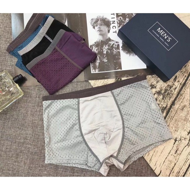 [Hộp 4] Quần sịp đùi thông hơi cao cấp MEN Quần lót boxer nam kháng khuẩn FSHOPP5