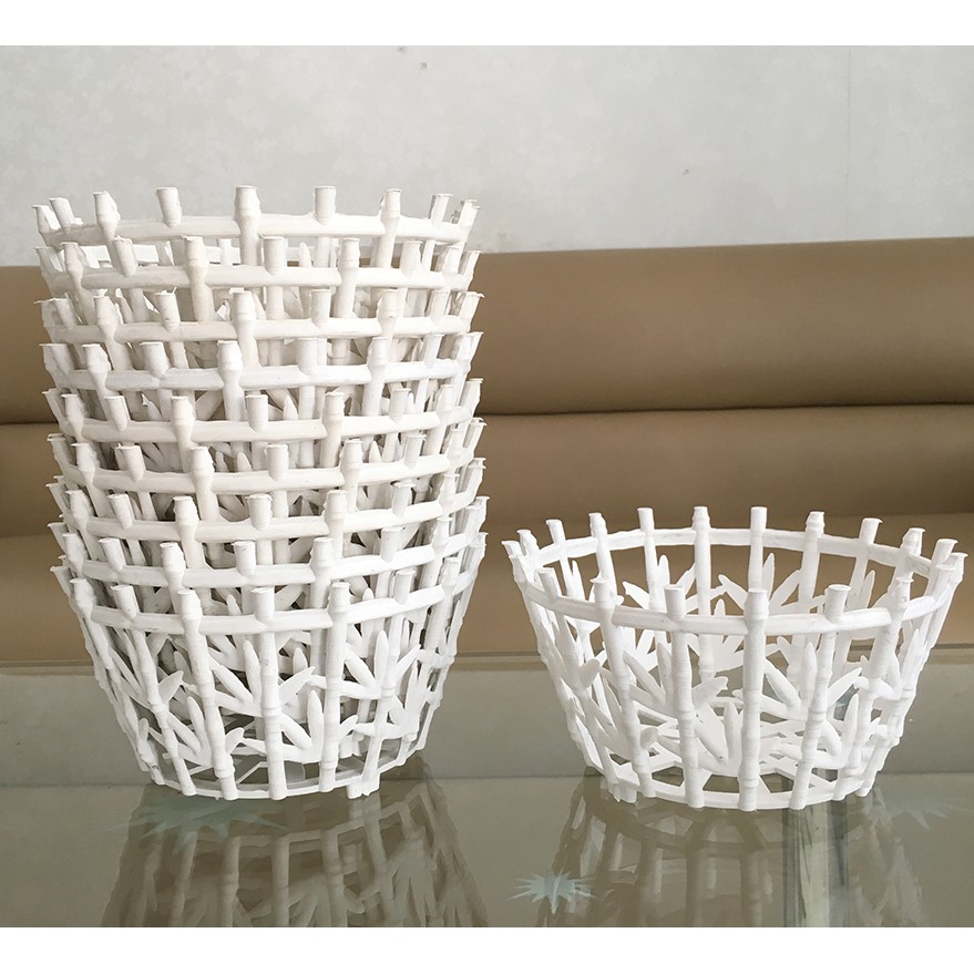 Bộ 10 chậu trồng lan lá tre trắng hoặc nâu size 22x14cm