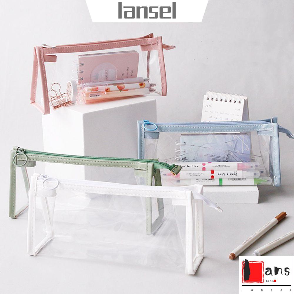 Túi Đựng Bút/Văn Phòng Phẩm Trong Suốt Sức Chứa Lớn Nhiều Màu Phong Cách Hàn Quốc