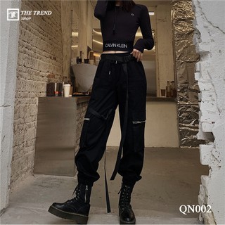 quần jogger nữ màu đen Quần yếm màu đen thời trang cho nữ