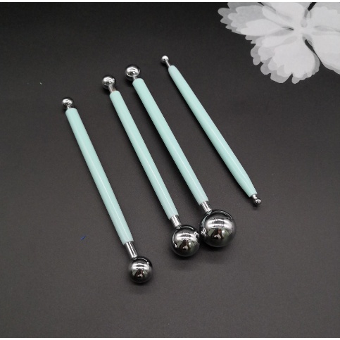 Bộ fondant 4 dụng cụ 8 đầu tròn tạo hình cánh hoa bánh kem đất sét co nhiệt
