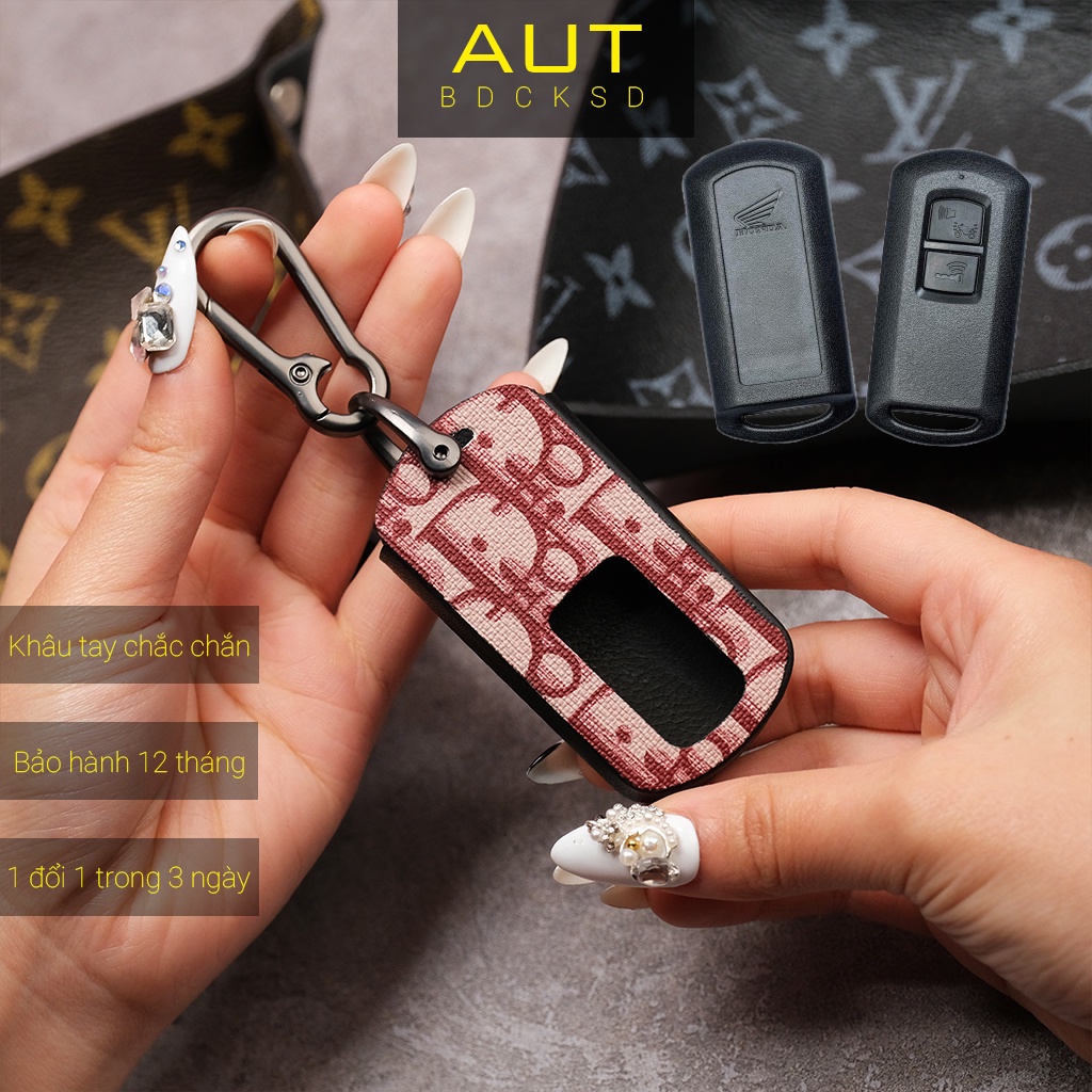 Bao da bảo vệ chìa khoá Smartkey Honda AB Air Blade Lead Vision Vario 150 Click Dior handmade