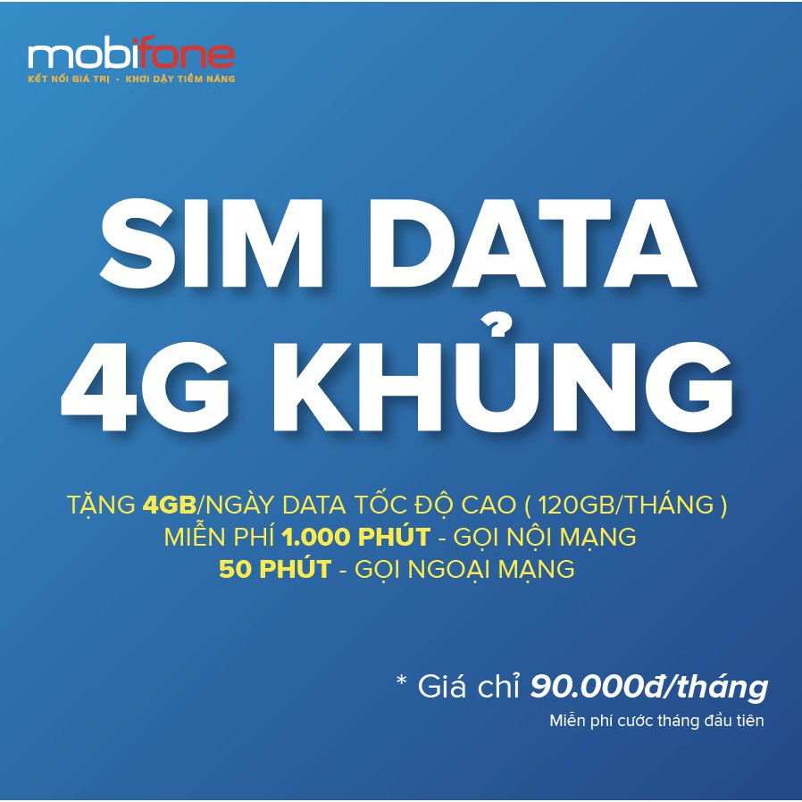 SIM MOBIFONE C90N ( 120GB + 1000 phút nội mạng + 50p liên mạng )