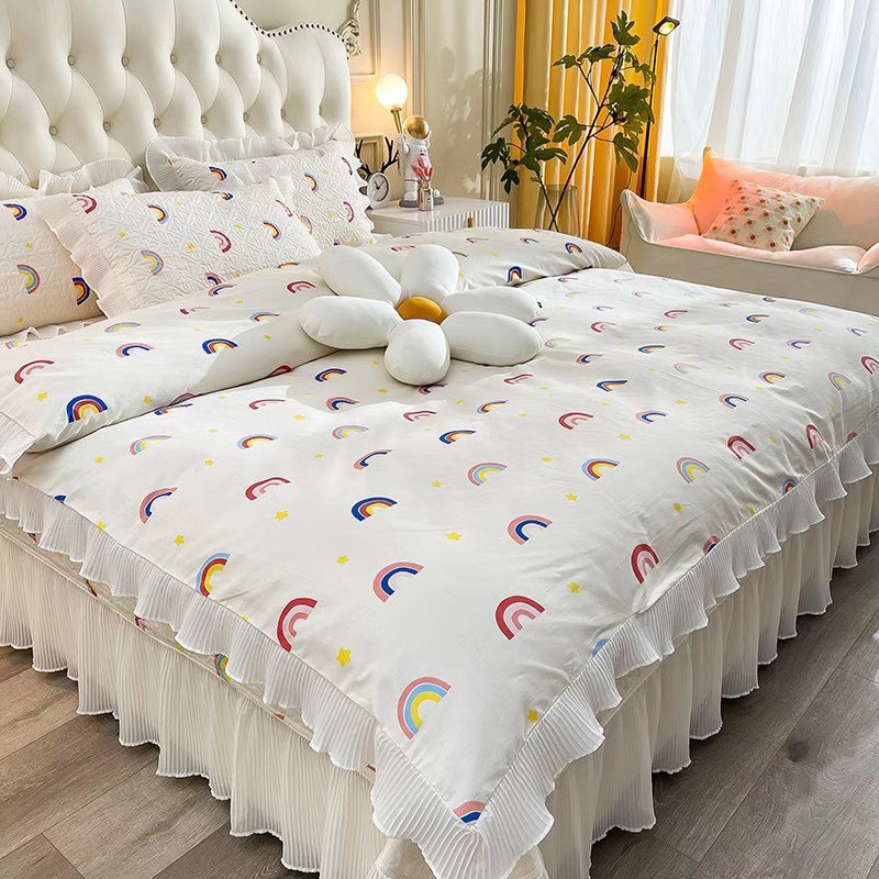 [Ship Hỏa Tốc] Set Chăn Ga Gối Hàn Quốc Bộ 4 Món Chất Liệu Trần Bông Họa Tiết Mộng Mơ | BigBuy360 - bigbuy360.vn