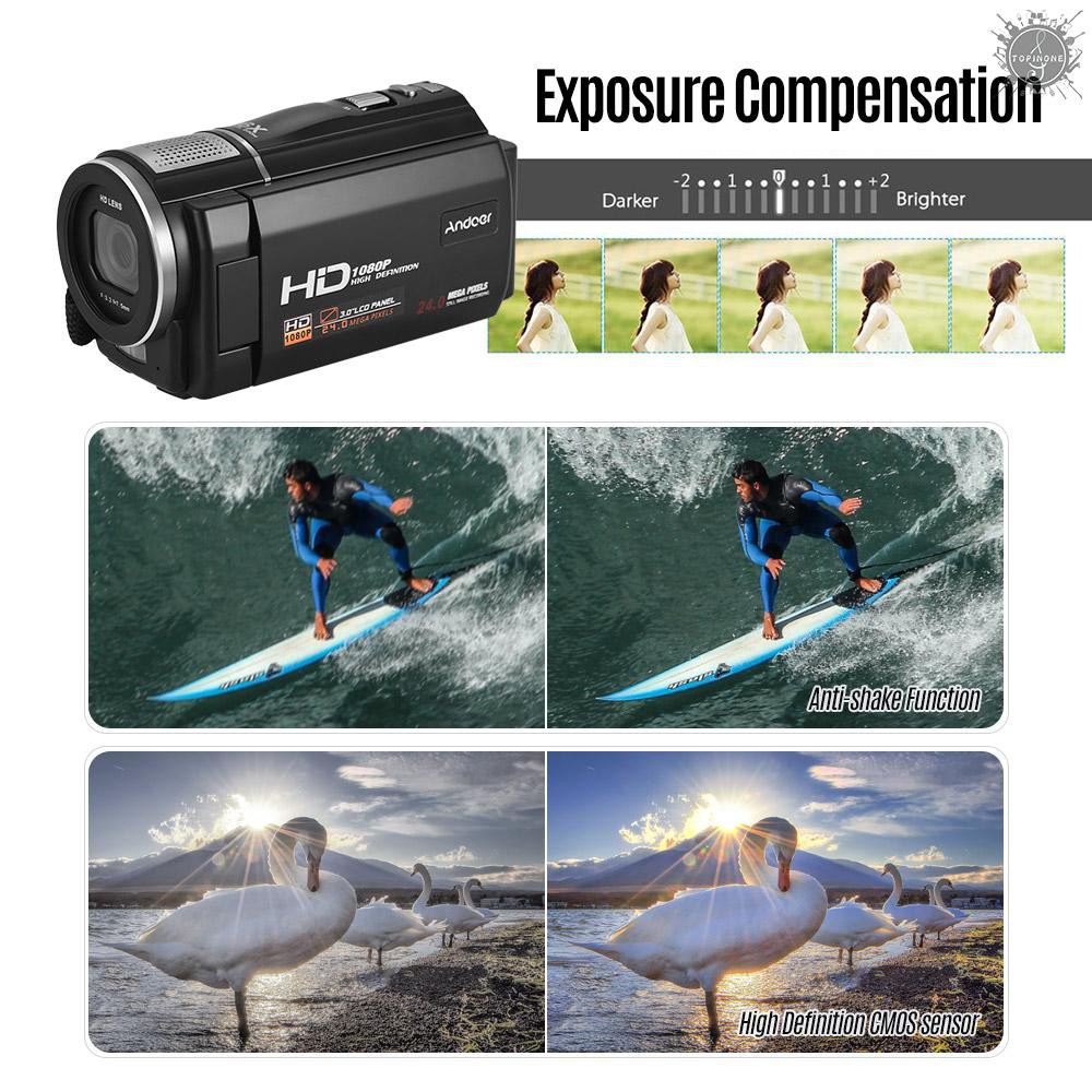 Máy Quay Phim Kĩ Thuật Số Andoer Hdv-F5 1080p Full Hd 24mp 16x Zoom 3.0 Inch Lcd | BigBuy360 - bigbuy360.vn