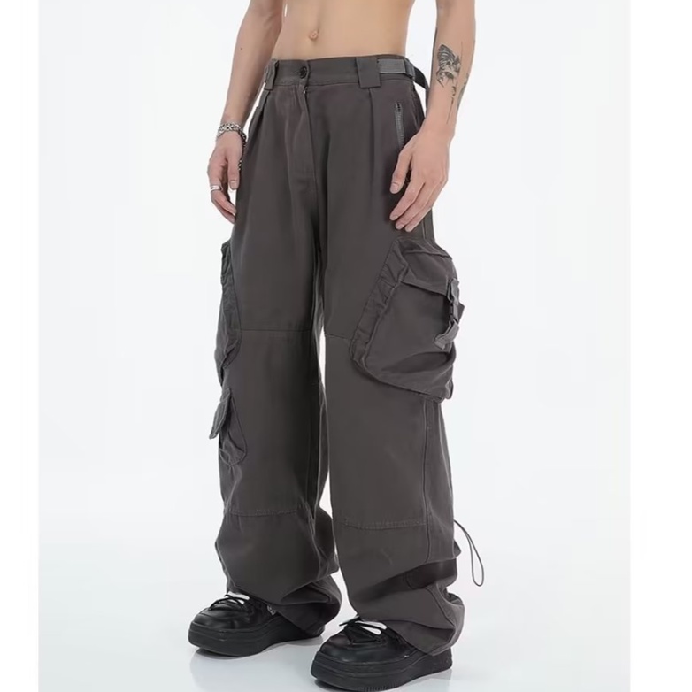 Quần Dài Phối Túi Lớn Phong Cách hiphop Đường Phố Cho Nam Và Nữ