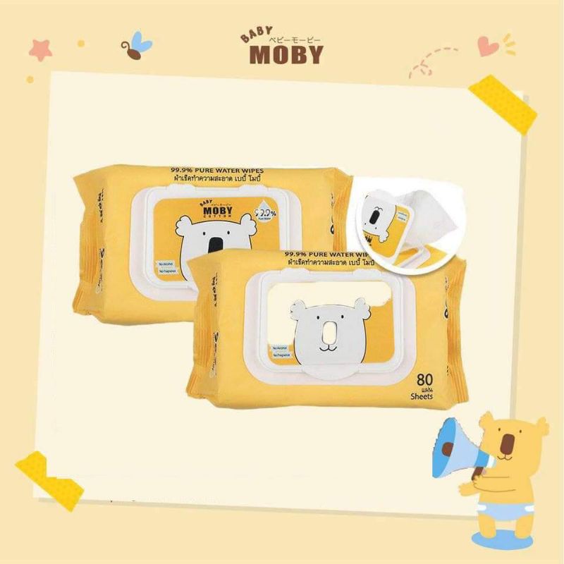 Khăn Ướt/ Giấy Ướt Moby Gói 80 tờ Tinh Khiết 99,9%