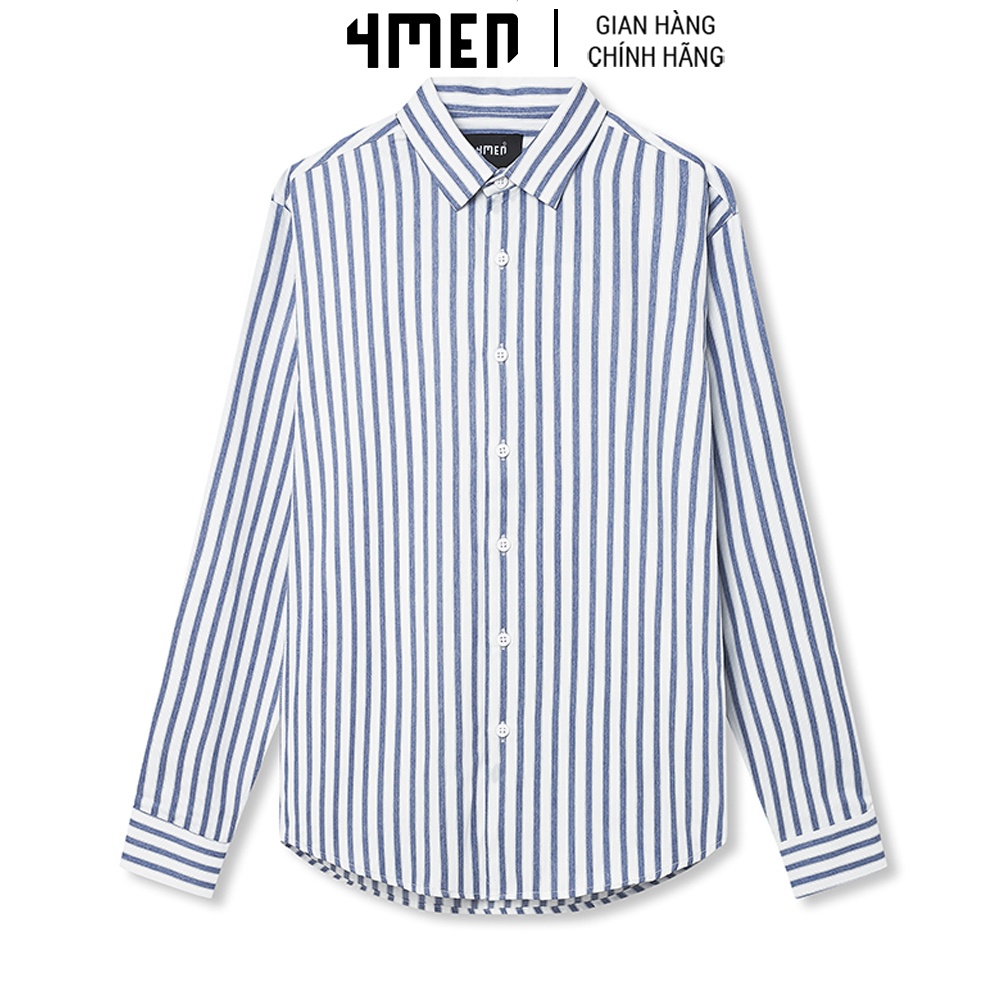 Áo sơ mi nam kẻ sọc 4MEN SM067 dài tay, cổ Đức, vải Oxford và Cotton mềm, nhẹ, bền, thoáng mát, trẻ trung, thanh lịch