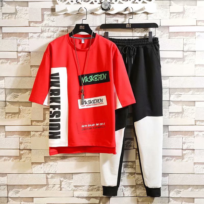 Men's Dynamic Style Short Sleeve T-shirt And Loose Pants Set | BigBuy360 - bigbuy360.vn