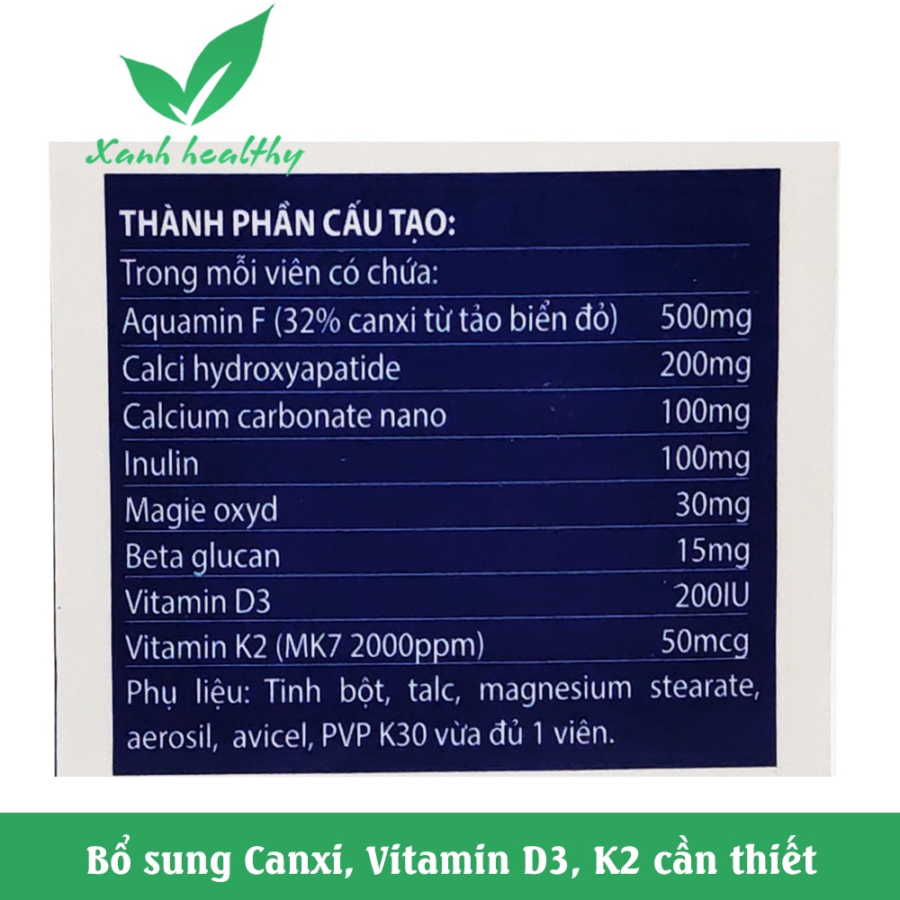 Viên Uống Canxi, CALCI BETA bổ sung Vitamin D3, Vitamin K2 Aquamin F Phát triển hệ xương, chắc khỏe xương