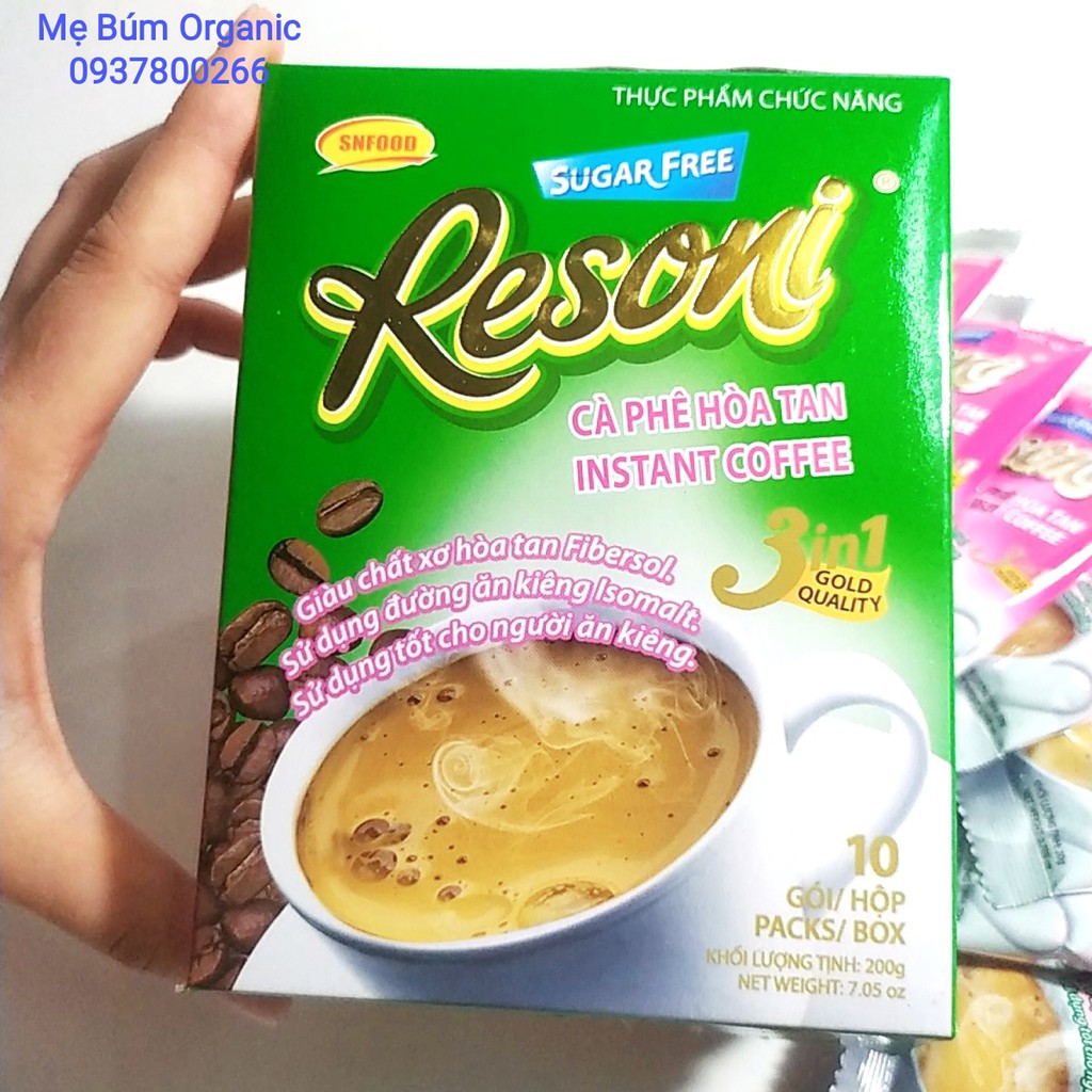 [ HCM Giao Hỏa Tốc] Cà phê Resoni Hộp 10 Gói ( 200g) - Cà phê dành cho người tiểu đường, ăn kiêng