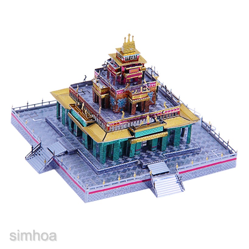 3D Metal Puzzle Tibetan Buddhist Temple Model Building Kits DIY Collectibles