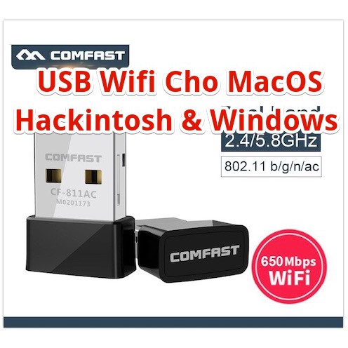 USB Thu WiFi Comfast CF-811AC băng tần kép 2.4 và 5 Ghz  hỗ trợ macOS, thumbnail
