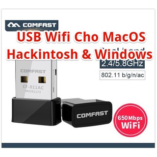 [650 Mbs] USB Thu WiFi COMFAST CF-811AC Băng Tần Kép 2.4 Ghz Và 5 Ghz ( Hỗ Trợ MacOS, Windows, Hackintosh )