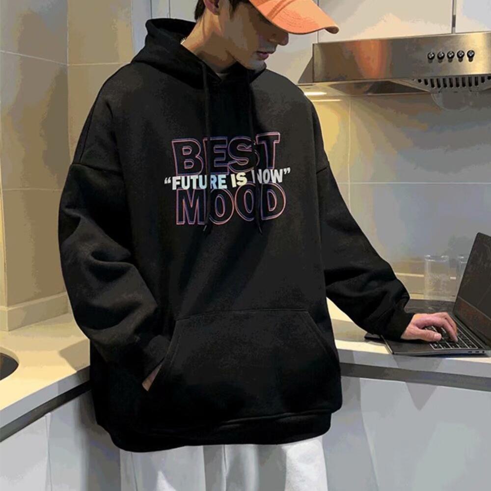 Áo hoodie dáng rộng phong cách đại học thường ngày kiểu Hàn thời trang mùa đông size lớn M-5XL cho nam