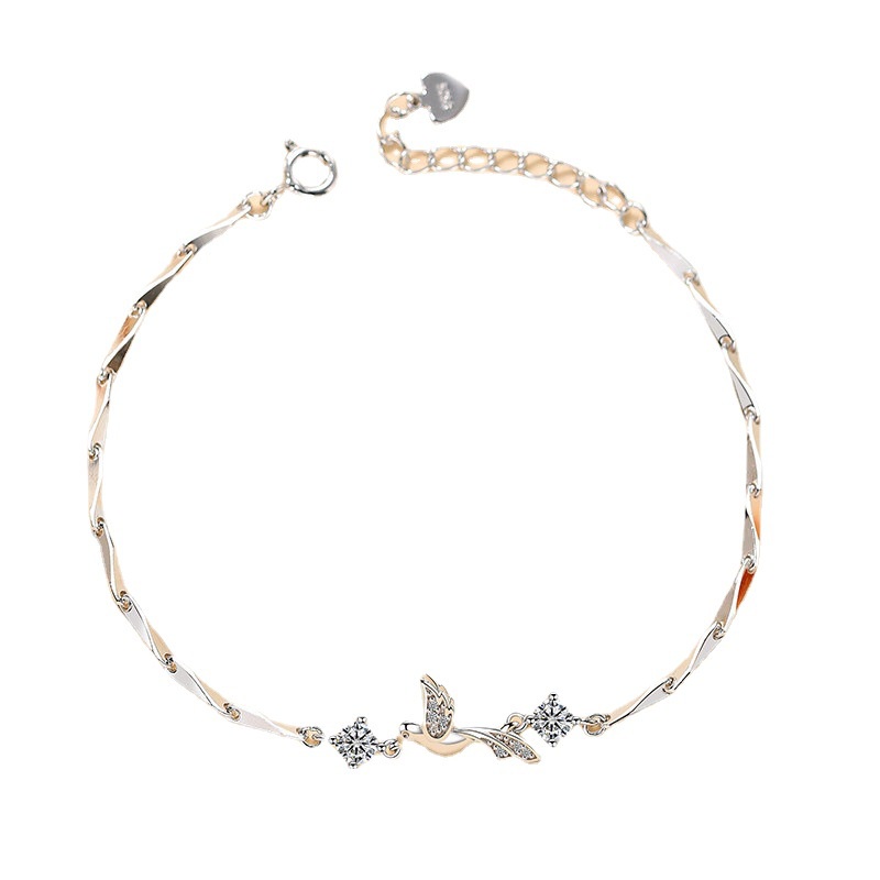 Mới Vòng Tay Mặt Hình Chim Và Cây Tre Thiết Kế Đơn Giản Thời Trang Cho Nữ