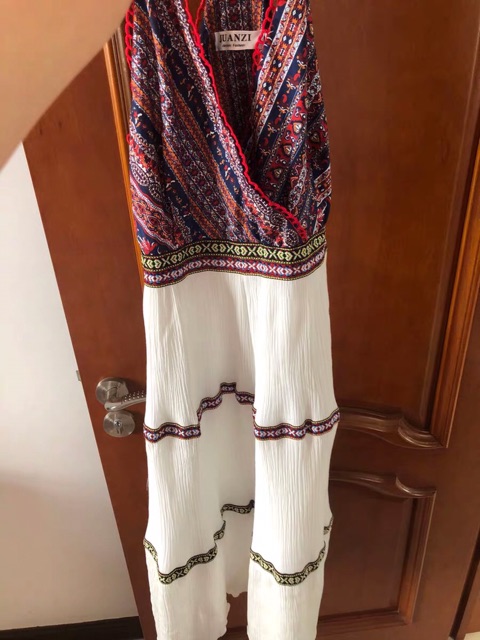 (Sẵn)Đầm Boho Hai Dây Vintage, Hoạ Tiết Thổ Cẩm + Áo Choàng Voan Nhẹ Nhàng, Đồ đi Biển ( Kèm Ảnh Thật ) | BigBuy360 - bigbuy360.vn