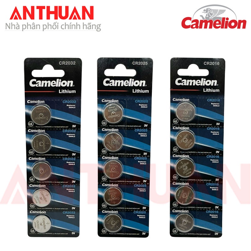 5 viên Pin Cr2032 / Cr2025 / Cr2016 Camelion Lithium 3V / Pin nút áo, đồng hồ, cmos, nuôi nguồn cao cấp.